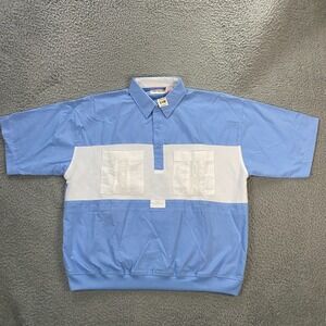 Vintage Campus Polo‎ Shirt Mens Large Retro Tennis Golf Knit Blue White NEW